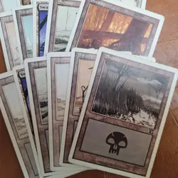 100+ Basic Lands Plains island swamp mountain forest White Bordered OLD HP /used - Image 4