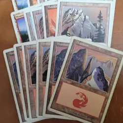 100+ Basic Lands Plains island swamp mountain forest White Bordered OLD HP /used - Image 5