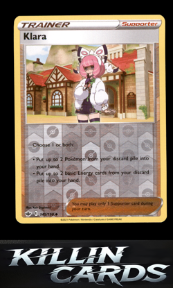 Reverse Holofoil Klara 145/198 Pokemon Uncommon SWSH06: Chilling Reign Card NM - Image 1