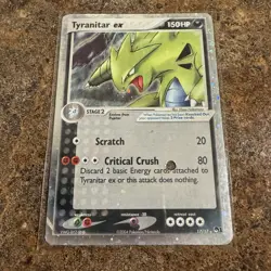 2004 Pokemon POP Series 1 Tyranitar ex Cosmos Holo #17/17 HP Crease - Image 1