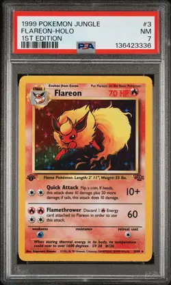 136423336 Flareon 1999 Pokemon Jungle 1st Edition #3 Holo PSA 7 - Image 1