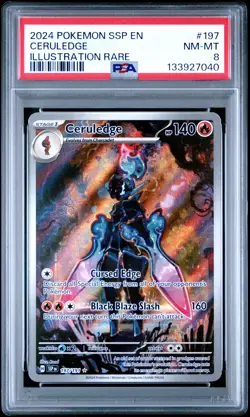 133927040 Ceruledge 2024 Pokemon Scarlet Violet Surging Sparks #197 PSA 8 - Image 1