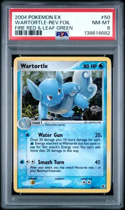 2004 POKEMON EX FIRE RED & LEAF GREEN #50 WARTORTLE-REVERSE FOIL PSA 8 - Image 1