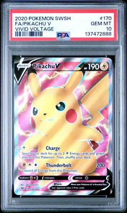 2020 Pokemon Vivid Voltage Pikachu V Full Art #170 GEM MT PSA 10 Ultra Rare - Image 1
