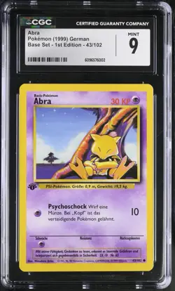 1999 Pokemon GERMAN 1st Edition Base Set Abra 43/102 CGC 9 - Image 1