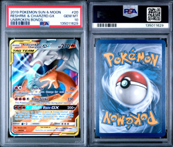 2019 Pokemon Sun & Moon Reshrm & Charzrd GX Unbroken Bonds PSA 10 - Image 1