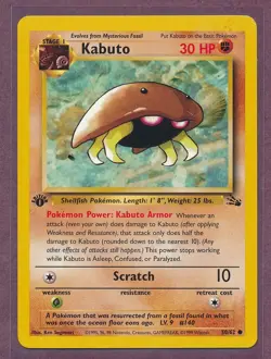 1999 Pokemon First Edition Fossil Kabuto 50/62!! - Image 1