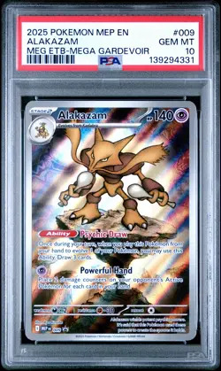 139294331 Alakazam 2025 Pokemon MEP Mega Evolution ETB Promo #009 PSA 10 - Image 1