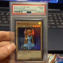 PSA GRADED Mystical Elf LOB-EN062 Super Rare Unlimited PSA 9 MINT Slab Pop 25 - Image 1