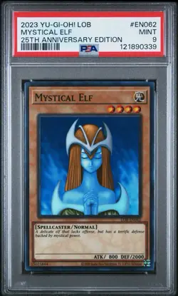 PSA GRADED Mystical Elf LOB-EN062 Super Rare Unlimited PSA 9 MINT Slab Pop 25 - Image 2