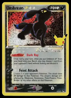 Pokemon Card - Umbreon Gold Star Celebrations Classic Collection 17/17 Holo - Image 1