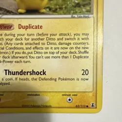 Pokemon Ditto 63/113 EX Delta Species 60HP Common Basic Regular Card 2005 MP - Image 5