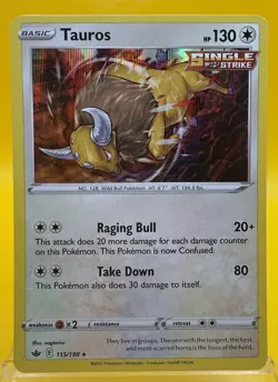 Tauros 115/198 Holo Rare - Chilling Reign Pokemon Card NM - Image 1