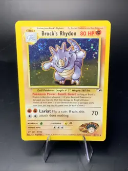 Brock's Rhydon Gym Heroes 2/132 Holo Rare With Swirl Vintage Pokemon Card LP - Image 1