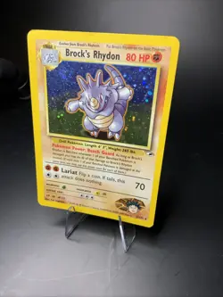 Brock's Rhydon Gym Heroes 2/132 Holo Rare With Swirl Vintage Pokemon Card LP - Image 2