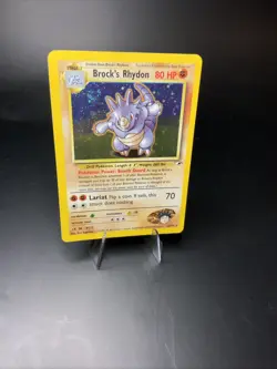 Brock's Rhydon Gym Heroes 2/132 Holo Rare With Swirl Vintage Pokemon Card LP - Image 3