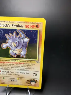 Brock's Rhydon Gym Heroes 2/132 Holo Rare With Swirl Vintage Pokemon Card LP - Image 4