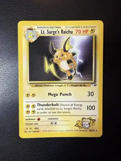 2000 Pokemon - Lt. Surge's Raichu #28/132 - Gym Heroes Unlimited - Rare - LP - Image 1
