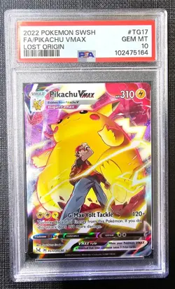 2022 POKEMON SWSH LOST ORIGIN TG17/TG30 PIKACHU VMAX HOLO PSA 10 - Image 1