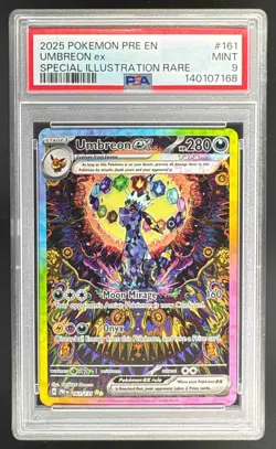 140107168 Umbreon ex 2025 Pokemon Prismatic Evolutions #161 SIR PSA 9 - Image 1