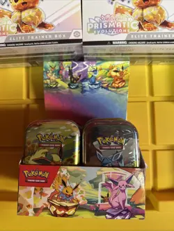 Pokemon Prismatic Evolutions ETBs – Full Mini Tin Display Factory Sealed - Image 2