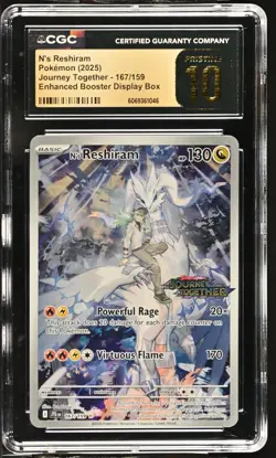 POKEMON CGC 10 PRISTINE N's Reshiram 167/159 Journey Together Box Topper *1046 - Image 1