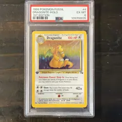 1999 POKEMON FOSSIL 1ST EDITION #4 DRAGONITE-HOLO PSA 6 - Image 1