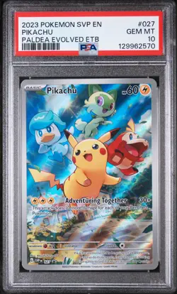 2023 Pokemon Black Star Promo Pikachu #027 GEM MT PSA 10 Paldea Evolved ETB - Image 1