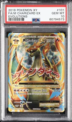 2016 POKEMON XY EVOLUTIONS #101 FULL ART/M CHARIZARD EX PSA 10 - Image 1