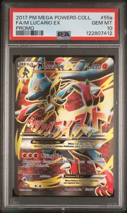 2017 POKEMON MEGA POWERS COLL PROMO #55A FULL ART/M LUCARIO EX PSA 10 - Image 1