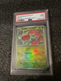Pokemon TCG Prismatic Evolutions 9/131 Applin Pokeball Reverse Holo Mint PSA 9 - Image 1
