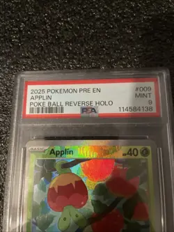 Pokemon TCG Prismatic Evolutions 9/131 Applin Pokeball Reverse Holo Mint PSA 9 - Image 4