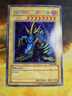 Tri-Horned Dragon LOB-000 NM SECRET RARE The Legend of Blue Eyes Yugioh - Image 1