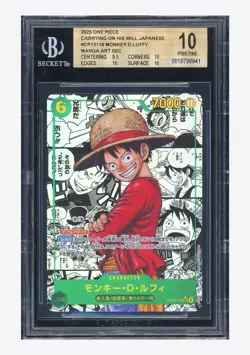 One Piece BGS 10 PRISTINE Monkey D Luffy Manga Alt Art 2025 OP13-118 OP13 JPN - Image 1