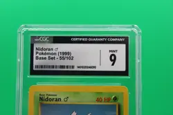 CGC 9 MINT Nidoran 1999 Base Set 55/102 Pokemon Card - Image 2