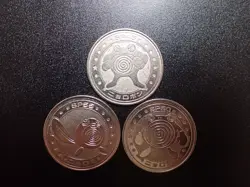 Pokemon Card Meiji Promo Battle Coin Silver x3 Poliwrath Evolutions #6219 PLAY - Image 1