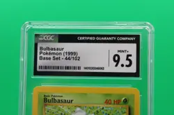 CGC 9.5 Bulbasaur 44/102 1999 Pokemon Base Set Unlimited Card Graded Mint+ WOTC - Image 2
