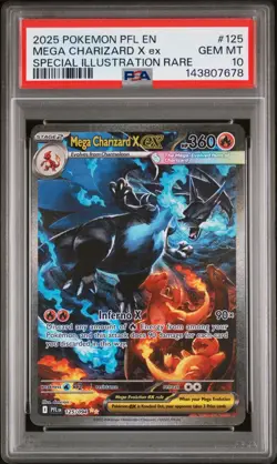 PSA 10 GEM MT 2025 POKEMON PFL EN-PHANTASMAL FLAMES #125 MEGA CHARIZARD X ex SIR - Image 1