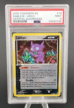 PSA 9 Mint 2006 POKEMON EX CRYSTAL GUARDIANS #10 Sableye HOLO - Image 1