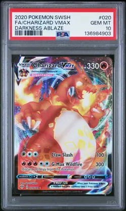 2020 Pokemon Darkness Ablaze Charizard Vmax Full Art #020 GMT PSA 10 Ultra Rare - Image 1
