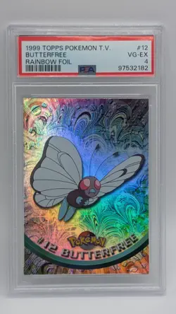 1999 Topps Pokemon T.V. Series 1 #12 Butterfree Rainbow Foil Blue Logo PSA! - Image 1