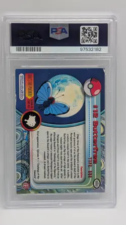 1999 Topps Pokemon T.V. Series 1 #12 Butterfree Rainbow Foil Blue Logo PSA! - Image 2