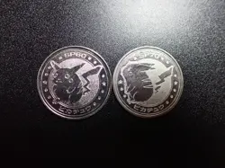 Pokemon Card Meiji Promo Battle Coin Silver Pikachu x2 #6302 PLAY - Image 1