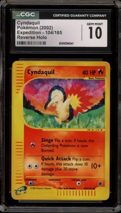 Pokemon Cyndaquil Expedition Reverse Holo #104 CGC 10 Gem Mint - Image 1