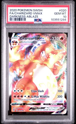 2020 Pokemon Darkness Ablaze Charizard Vmax Full Art #020 GMT PSA 10 Ultra Rare - Image 1