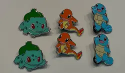 POKEMON GO PIN COLLECTION CHARMANDER BULBASAUR SQUIRTLE LAPEL PIN LOT x6 - Image 1