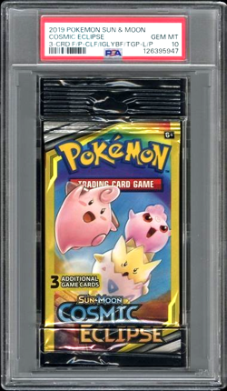 2019 Pokemon Sun & Moon Cosmic Eclipse Booster Pack Factory Sealed PSA 10 L5 - Image 1
