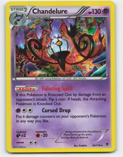 2014 Pokemon, Phantom Forces, #43/119 Chandelure, Holo Rare - Image 1
