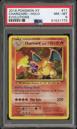 2016 Pokemon Xy Evolutions Charizard-Holo #11 NM-MT PSA 8 Evolutions Holo Rare - Image 1