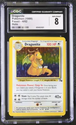 Dragonite 4/62 Holo Fossil Pokemon CGC 8 Nm/mint *021 - Image 1